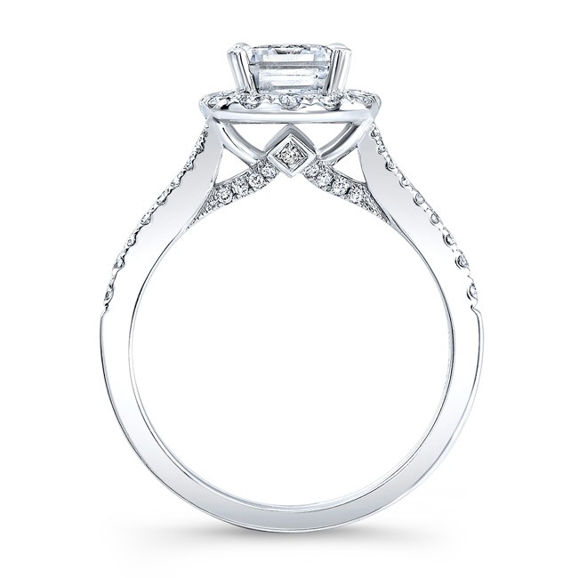 18k White Gold Split Shank Diamond Halo Engagement