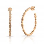 14k Rose Gold Vintage  Diamond Pave Hoop Earrings 