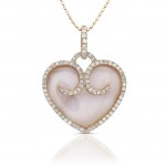 14kt Rose Gold - Mother Of Pearl Diamond Heart Pendant