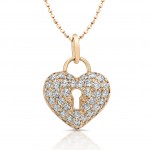 14kt Rose Diamond Heart Keyhole Pendant