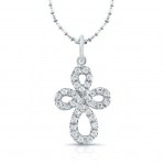 14K WG Diamond Cross Pendant -Delicate Infinity Design