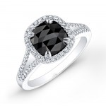 Modern  Cushion Black Diamond Ring