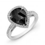 Pear Shape Black Diamond Ring 26176-w 