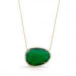  Yellow Gold Green Agate Necklace