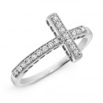 Pave White Gold Diamond Cross Ring