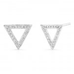 14K White Geometric Triangle Diamond Earrings