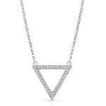14K White Geometric Triangle Diamond Necklace