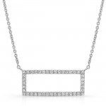 14K White Geometric Rectangle Diamond Necklace