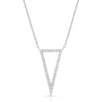 14K White Geometric Elongated Triangle Diamond Necklace