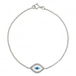 14k White Gold  Diamond Evil Eye Bracelet 23785-W