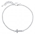 Coby Madison Silver Diamond Cross Bracelet