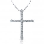 1/4CTW White Gold  Modern Diamond Cross Necklace
