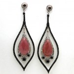 Pink Rose Cut Sapphire Earrings - Vintage Design