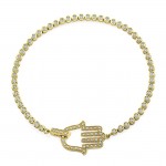 Hamsa Diamond Tennis Bracelet - 14kt Yellow Gold