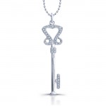 Sterling Silver Diamond Key Pendant 