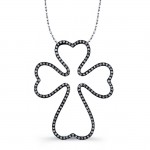Sterling Silver Diamond Heart Cross Necklace