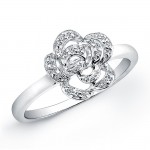 Sterling Silver Diamond Flower Ring