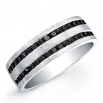 Silver Mens Black Diamond Ring