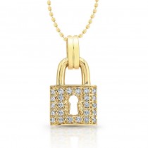 14kt Yellow Gold Classic Diamond Lock Pendant