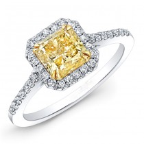 1.06ct Radiant Fancy Yellow Diamond Ring