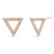 14K Rose Geometric Triangle Diamond Earrings
