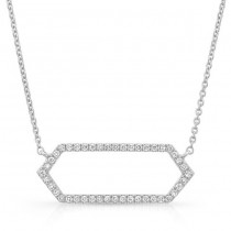 14K White Geometric Elongated Hexagon Diamond Necklace