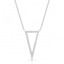 14K White Geometric Elongated Triangle Diamond Necklace