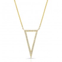 14K Yellow Geometric Elongated Triangle Diamond Necklace