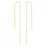 14K Yellow Gold Bar Box Threader Earrings