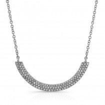 14K White Gold 3 Row Diamond Curved Bar Necklace