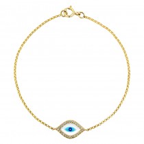 14k Yellow Gold  Diamond Evil Eye Bracelet 23785-Y