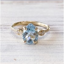 Vintage PS Aqua Diamond Ring