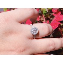 14k White Gold Round Halo Engagement Ring
