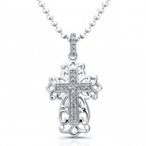 Antique Diamond Cross Necklace-Silver