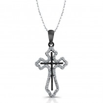 Silver Diamond Cross Necklace 0.20ct 