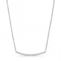 White Gold Plated Diamond Pave Curved Bar Necklace