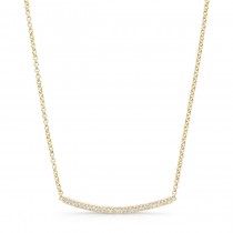 Yellow Gold Plated Diamond Pave Curved Bar Necklace