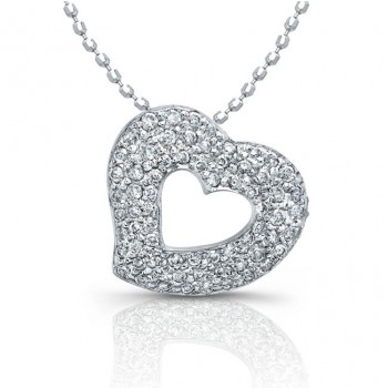 14kt White Gold Diamond Pave Floating Heart 1/4ct Total Weight