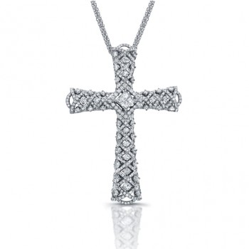 3.13 Carats Diamond Woven Cross Necklace