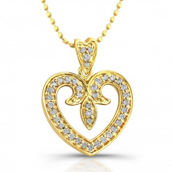 14kt Yellow Gold Vintage Diamond Pave Heart 1/4ct Total Weight