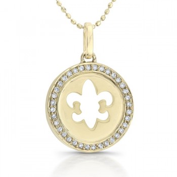 14k Yellow Gold Diamond Fleur De Lys Necklace