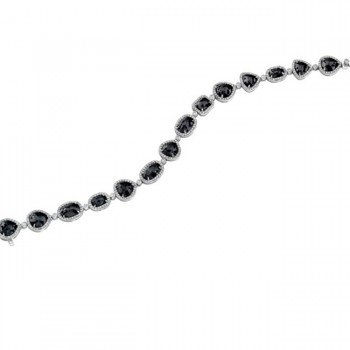 Rose Cut  Black-White  Diamond Halo Tennis Bracelet