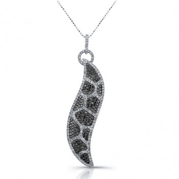 Black and White Diamond Necklace, Animal Print Design