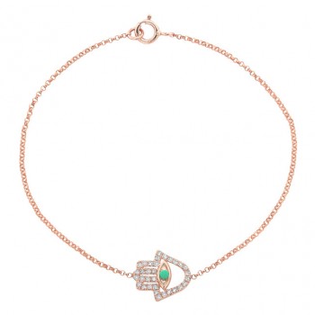 Rose Gold Hamsa Bracelet With Turquoise 