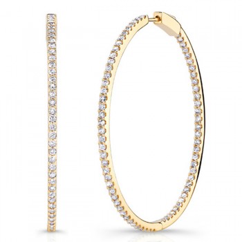 Yellow Gold 2 Inch Diamond Hoops 2.65cts