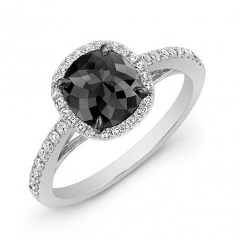 Halo Cushion 1 Carat Black Diamond Ring