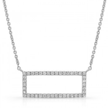 14K White Geometric Rectangle Diamond Necklace