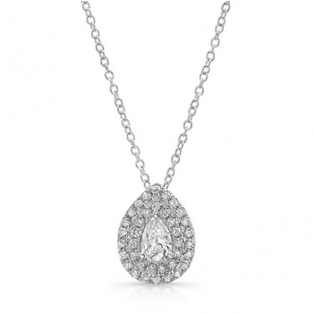 White Gold Pear Shape Diamond Halo Necklace With 1/2 CTW