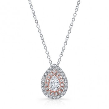 Pear Shape Diamond Halo Necklace With 1/2 CTW