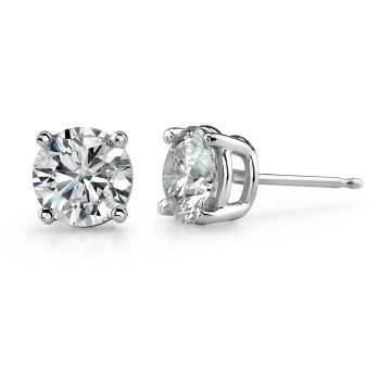 14k White Gold 4 Prong Classic Brilliant Stud Earrings 3/8ct Total Weight
